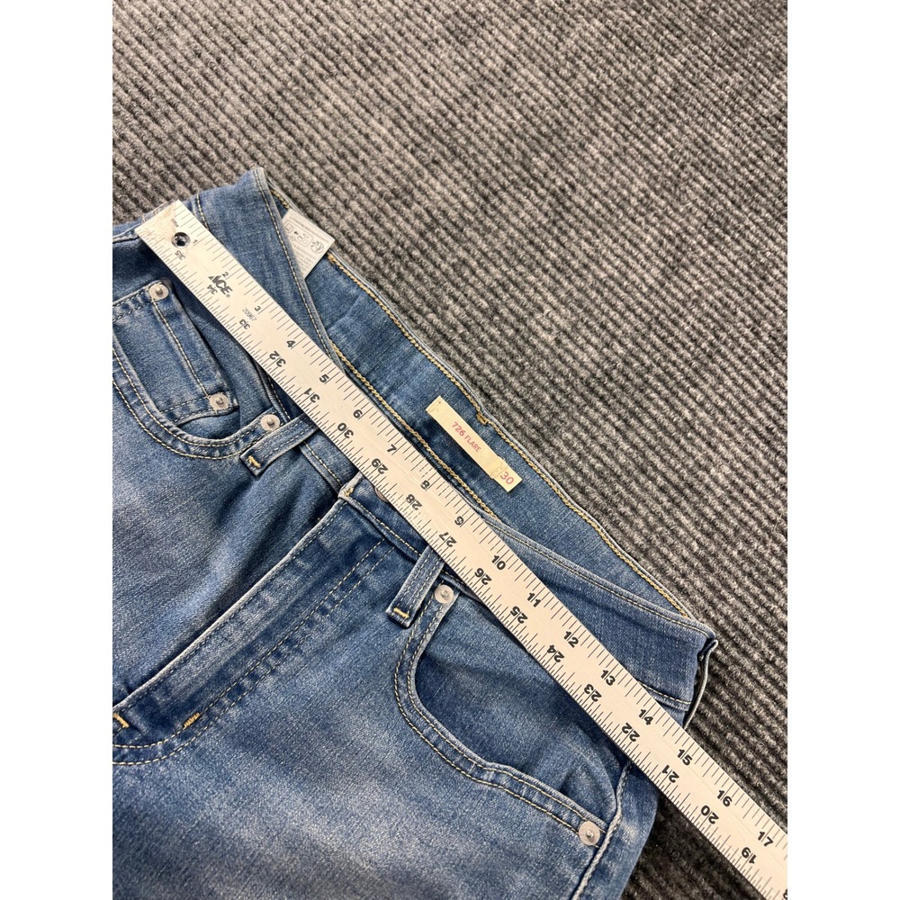 Levi's 726 Flare Jeans Womens 30 Blue Mid Rise Stretch Raw Hem Denim Pants - Picture 2 of 12